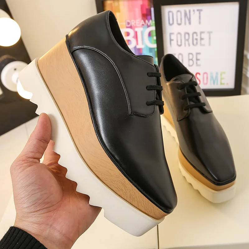 

Platform Platform Shoes Women's New Style lun ying Spring And Autumn Extra High Korean-style Fashion Slanted Heel Square Head La