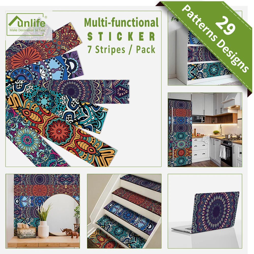 Funlife®21x100 см x 7 шт. винтажная мозаика черного цвета самоклеящаяся наклейка