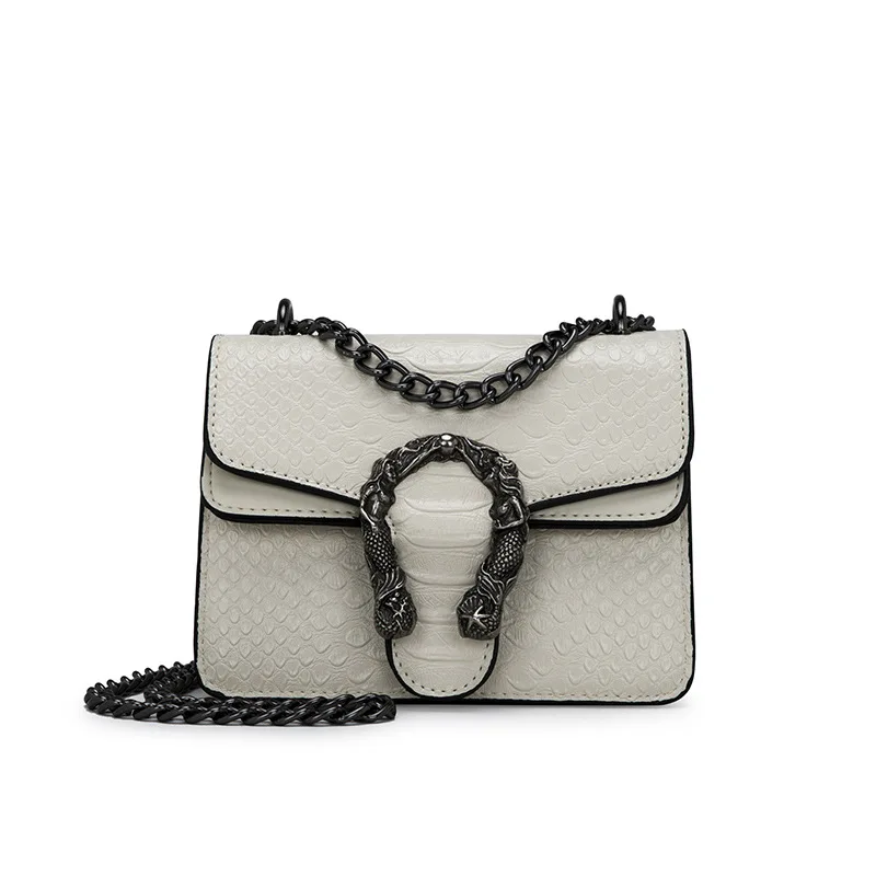 Модная брендовая женская сумка из искусственной кожи аллигатора, дизайнерская сумка через плечо с цепочкой, женская сумка - Цвет: Beige S