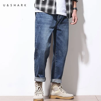 

U&SHARK Jeans for Men Regular Fit Pants Classic Jeans Male Denim Jeans Designer Trousers Casual Straight Pants Plus Size 29-48