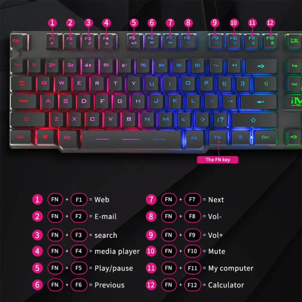 Игровая клавиатура iMice 104, клавишные колпачки с RGB подсветкой, механическая клавиатура, игровые клавиатуры с RU стикером для ПК, ноутбука, компьютера