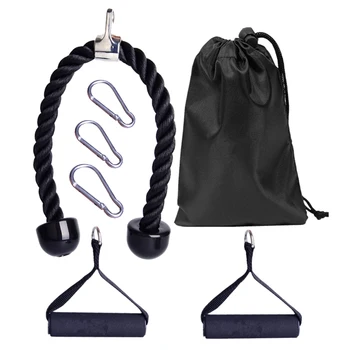 

Fitness Equipment Home Gym Tricep Rope Non Slip Exercise Nylon Pull Down Cable Attachment Training With 2 Handles Heavy Duty