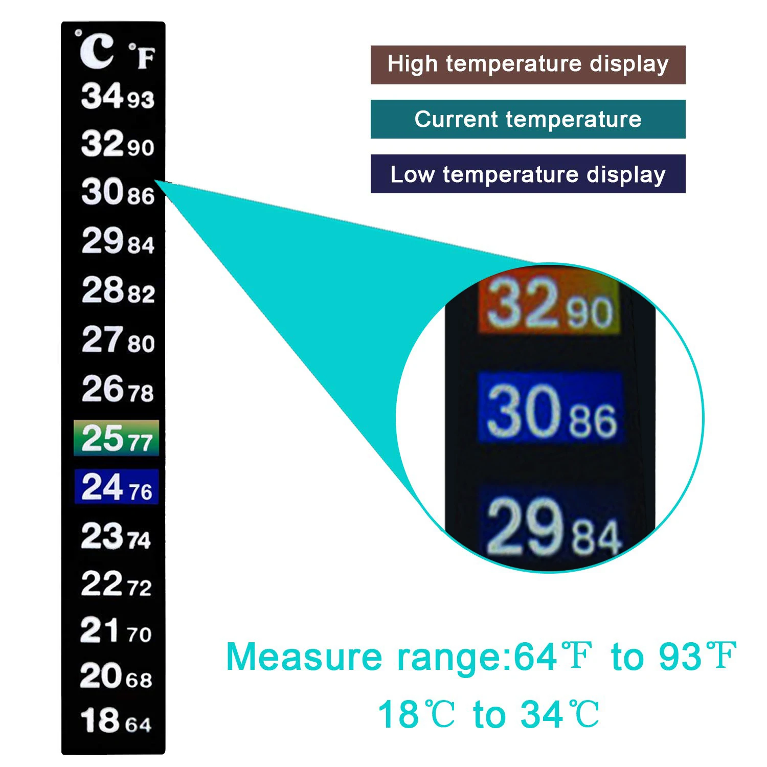 Bande thermométrique Stick On  Thermomètre à température d'eau