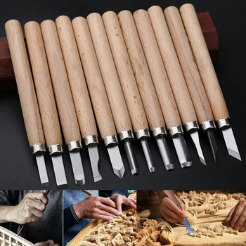 

8/10/12pcs Gouge Lathe Chisel Woodworking Wood Tools Carving Turning Art Kit LFX-ING
