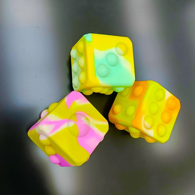 1PC Fidget Dice Toys Push Bubble Popper Cube Sensory Fidget Toys Puppet 3D Squeeze Dice Cube Ball Portable Popping Game 5