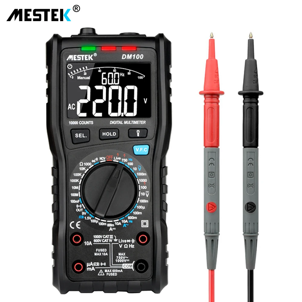 MESTEK Digital Multimeter Tester Capacitance Fast Speed DC DC 10000 Counts multimetro digital profissional Anti-burn Alarm DM100