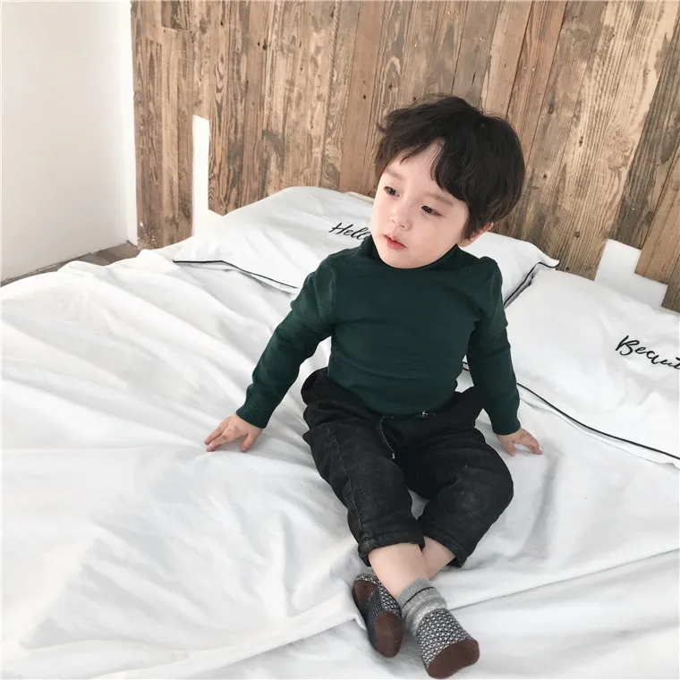 20181 Autumn And Winter New Style Childrenswear Children High Collar Knitted Sweater Base Shirt Girls Slim Fit Knitted Pullover