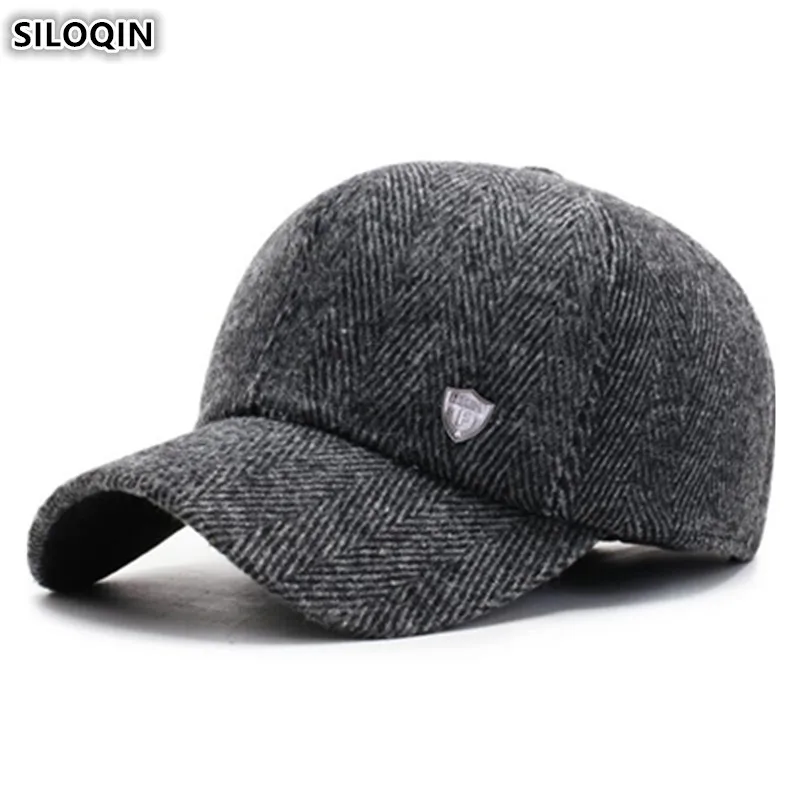 SILOQIN, Зимние новые теплые наушники, шапки, мужские бейсболки, s Снэпбэк кепки, толстые теплые мужские регулируемые размеры, модные повседневные брендовые кепки