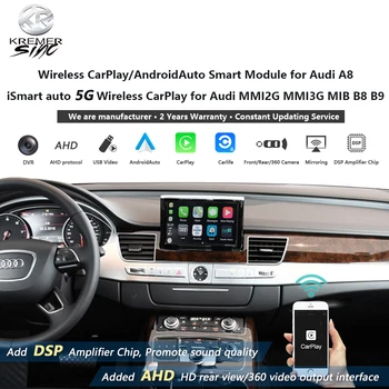 

Mirror Link Wireless Apple CarPlay AndroidAuto Retrofit for Audi A8 iSmart auto Wireless CarPlay for Audi MMI2G MMI3G MIB B8 B9