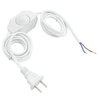 

White Lamp Power Cord w Dimmer Switch AC 250V/110V US Plug