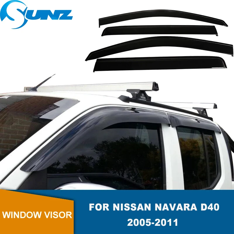 Дефлекторы боковых окон для Nissan Navara D40 2005 2006 2007 2008 2009 2010 2011 черные акриловые