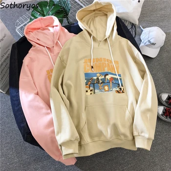 

Hoodies Women Korean Style Harajuku Students All-match Kawaii Loose Soft Womens Trendy Streetwear Printed Clothing Female Chic