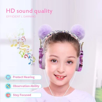 

Cute Wired Headphone With Microphone Girls Daugther Music Stereo Earphone Computer Mobile Phone Gamer Headset Children's Gifts