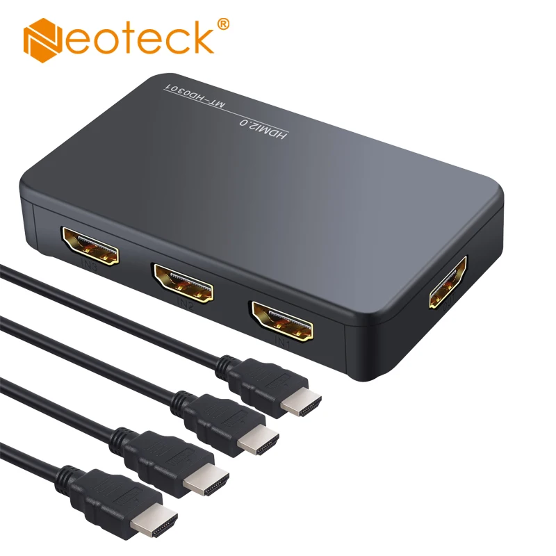 Neoteck HDMI-совместимый коммутатор 4k сплиттер 3 в 1 выход HDMI-совместимый переключатель с ИК-пультом дистанционного управления поддерживает 4k @ 60HZ 3D HD1080P