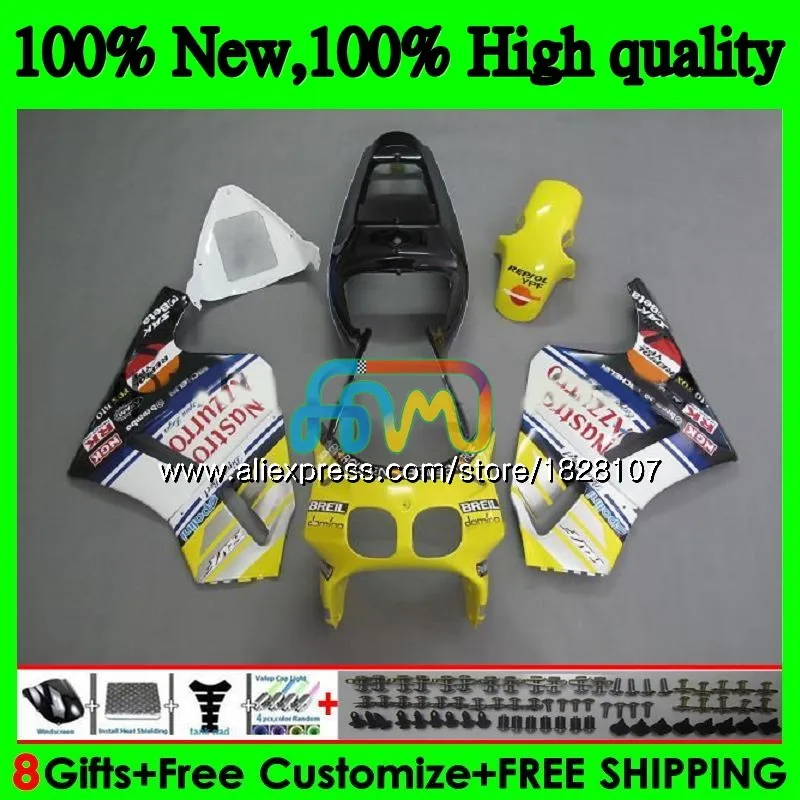 RVF400R NC30 для HONDA VFR400 R V4 VFR400R 91 92 93 94 88BS. 52 ЛРВ 400 R NC35 400R 1991 1992 1993 1994 Цвет: желтый, белый обтекатель
