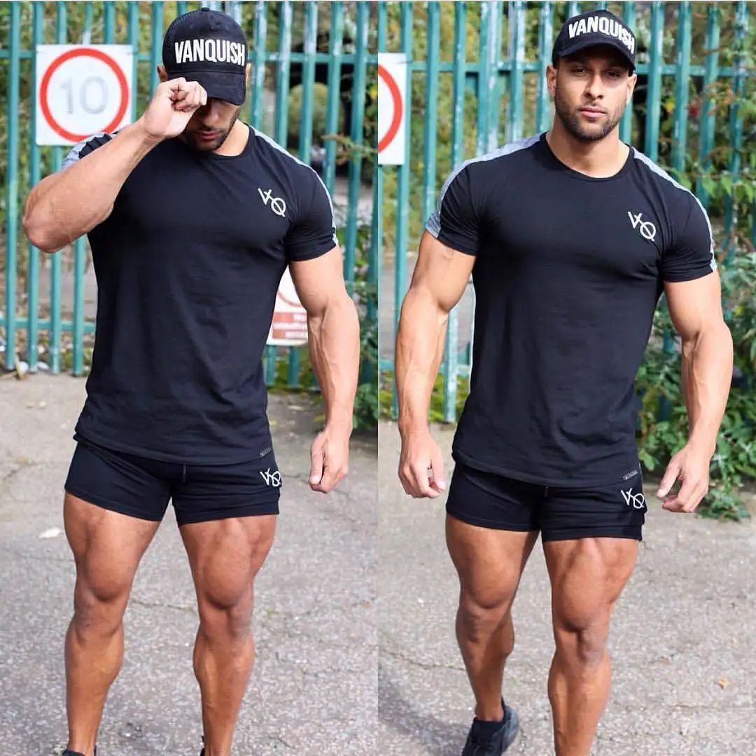 Muscle Dr. Brother летняя новая стильная Спортивная футболка для фитнеса, бега, фитнеса, повседневный костюм с короткими рукавами и шортами