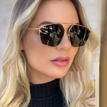 

Brand Designer Square Sunglasses Women Gradient Shades Metal Frame Single Bridge Sun Glasses Men Female Irregular Eyewear UV400