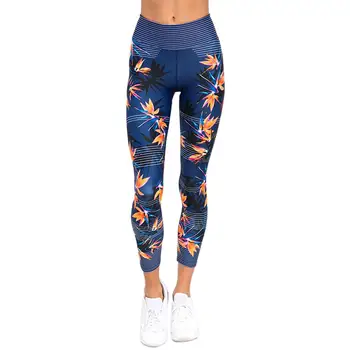 

Women Leaves Printing Stretch High Waist Gym Exercise Leggings Sport Running gym Pants Trousers