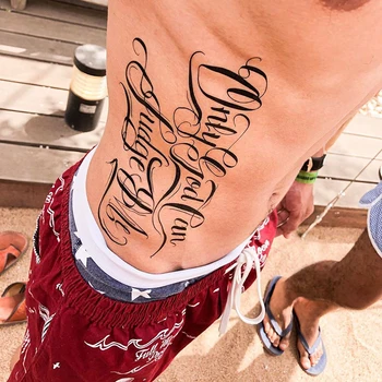

Black Words Temporary Tattoo Sticker Letter Art Waterproof Tattoo Paste Removable Tatoo Body Arm