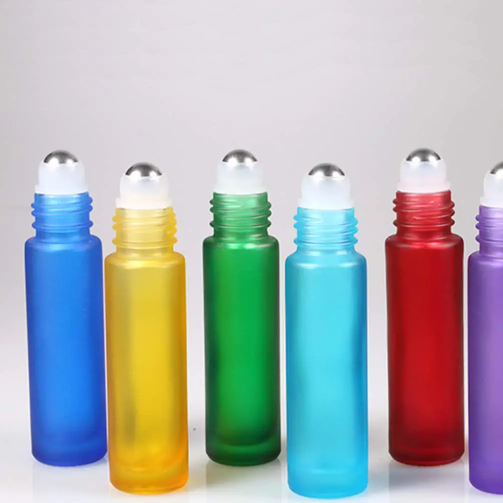 

30pcs 10ml Frosted Glass Roller Bottle,Empty Portable Essential Oil Bottle for Perfume With Stainless Steel Roller Ball 8 Color