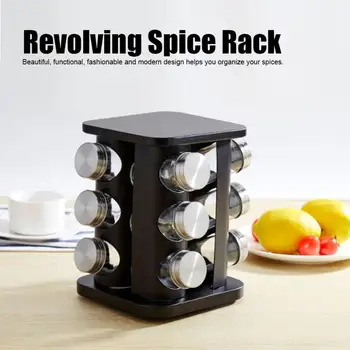 

New 12-Jar Spice Jar Stainless Steel Rotating Spice Organizer Holder Container Kitchen Storage Shelf Tools
