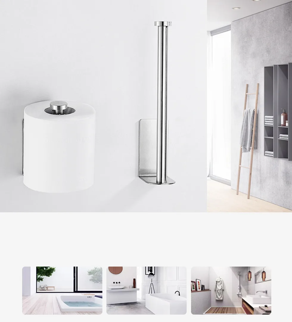 Black Paper Holder 304 Stainless Steel Towel Bar Tissue Rack for Bathroom Kitchen WC Toilet Tissue Paper Towel Roll Holder Stand