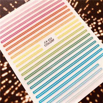 

Newest letter series CA-32 neon line summer colorful designs 3d nail art sticker nail decal accessories