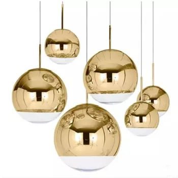 

Glass Mirror Ball Chandelier Lighting Gold Silver Glass Ball Lamps Kitchen Living Room Bedroom lustre Glass Chandeliers ZM729