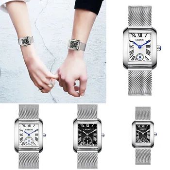 

Fashion Classic Square Watches Dial Couple Lovers Quartz Wristwatch Delicate Luxury Steel Strap Men Women Watch