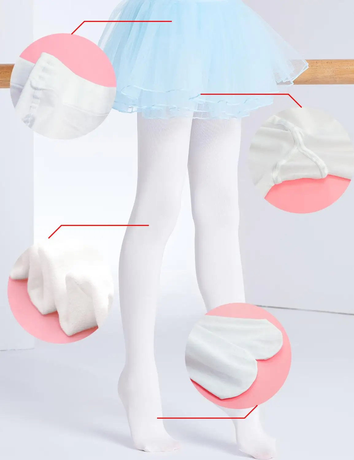 90D Girls Dance Ballet Tights Professional Ballet Stockings Woman Thicken White Dance Pantyhose Velvet Tights