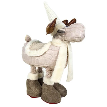 

Christmas Plush Reindeer Doll Ornament with Telescopic Legs Stuffed Animal Toy Holiday Figurines Gift-White