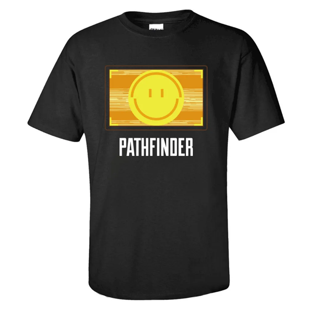 Fast Shipping Anime Apex Legends Pathfinder Simle Face Print T-shirt Adult Summer Cotton Black Short Sleeve Tops | Женская одежда