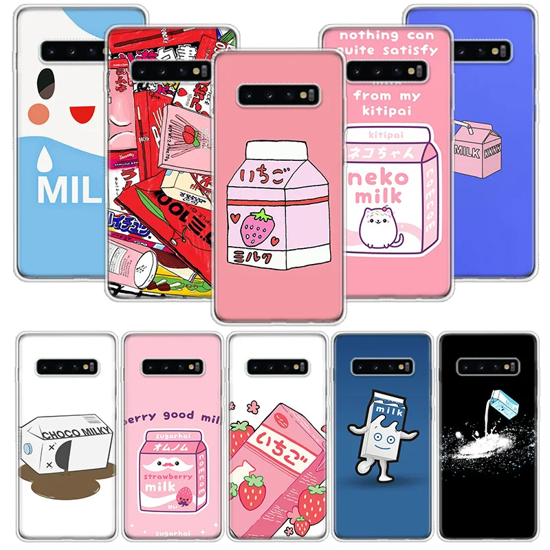 Чехол с клубничным молоком для Samsung Galaxy S20 Ultra Note 10 9 8 S10E S9 S8 J4 J6 J8 Plus + Pro S7 S6 мягкий