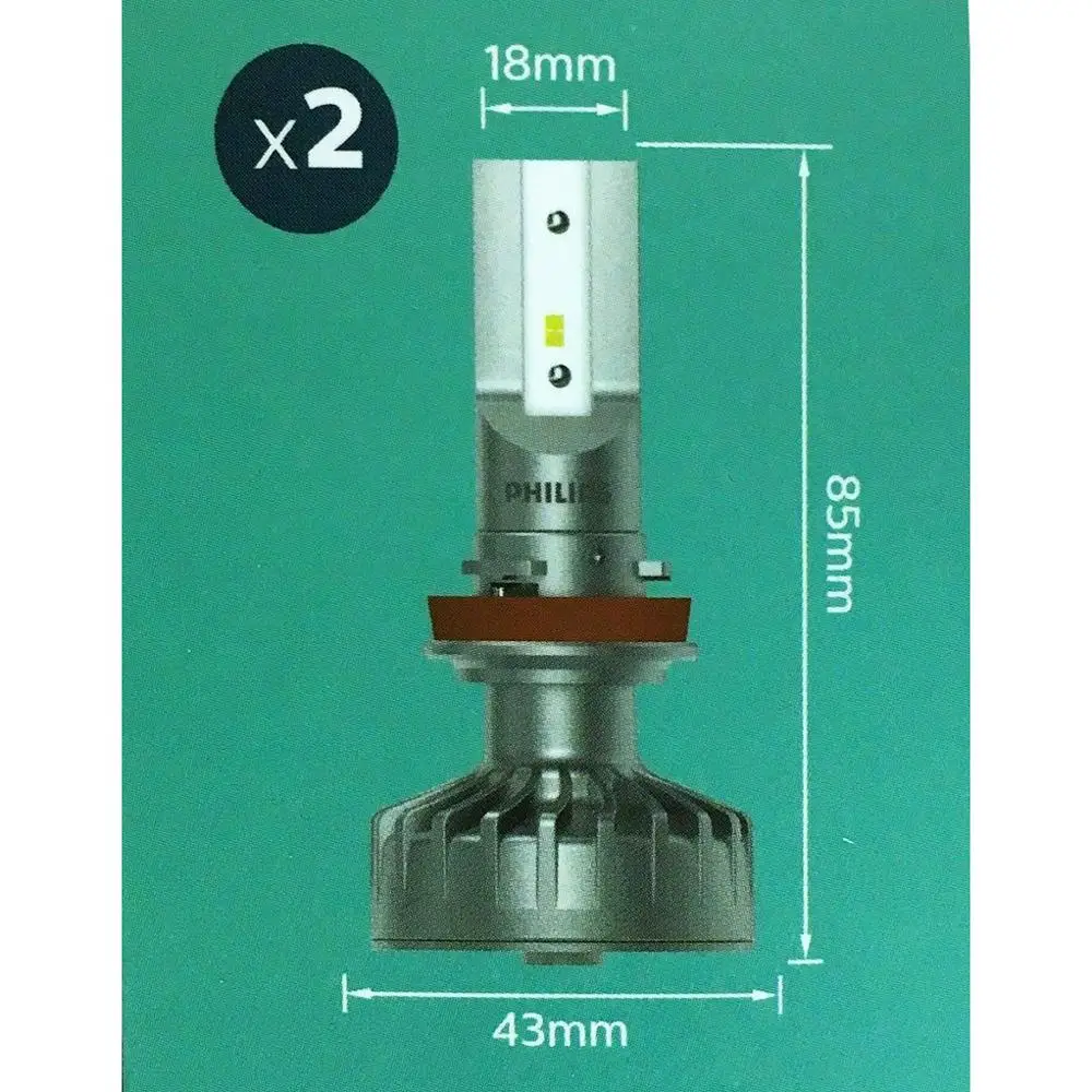 필립스 Ultinon LED H8 H11 H16 12V 11366ULX2 6000K 밝은 LED 자동 안개등 자동차 헤드라이트 +160% 더 밝음 독일(트윈 팩)