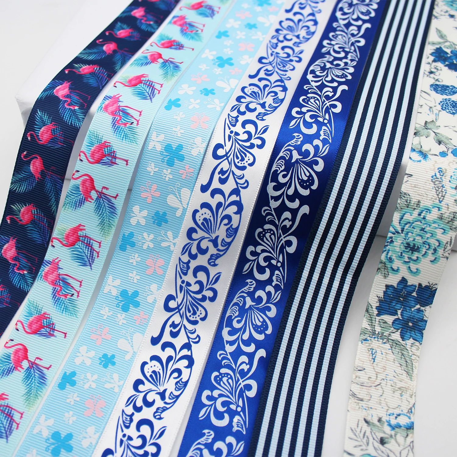 Blue Tapes Printed Grosgrain Satin Ribbons Dot Heart Star Gingham Velvet For DIY Hair Bows Crafts Accessories