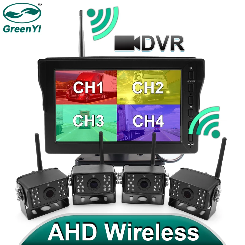 GreenYi 8 &quot1280x720 AHD Беспроводной грузовик DVR монитор Ночное видение обратный