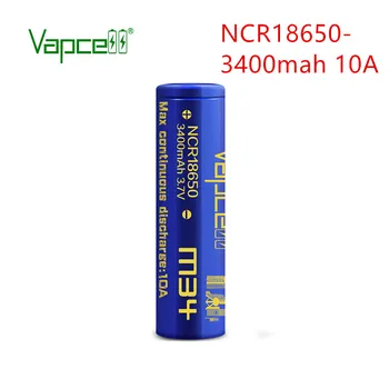 

100% Original Vapcell NCR 18650 3400 mah 10A M34 Tesla NCR18650 3.7v Li lon Lithium Rechargeable Battery for flashlight