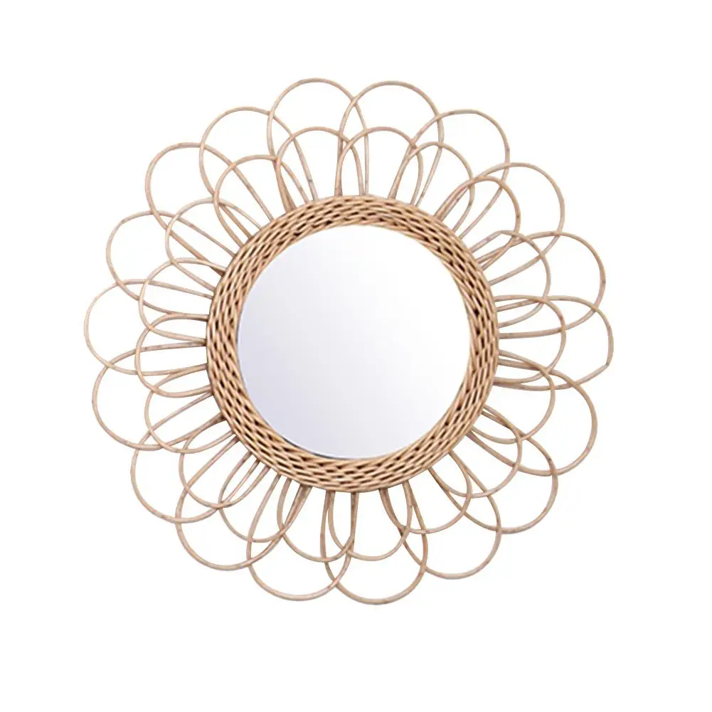 

Rattan Dressing Mirror Innovative Art Deco Round Mirror Living Room Wall Hanging Mirror Kitchen Bathroom Mirror