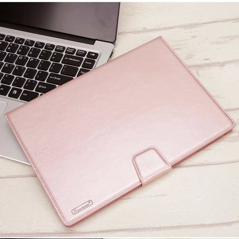 10pcs Hanman Mill Sheepskin Leather Case for Apple iPad 10.2 Business Holder stand with Wallet Card Slot Case Cover - Цвет: Rose Gold