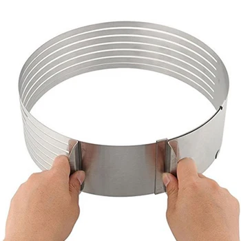

Stainless Steel 7.8 Inch 6-Layer Bread Cake Slicer Slicing Ring Round Adjustable For Splitting Cake