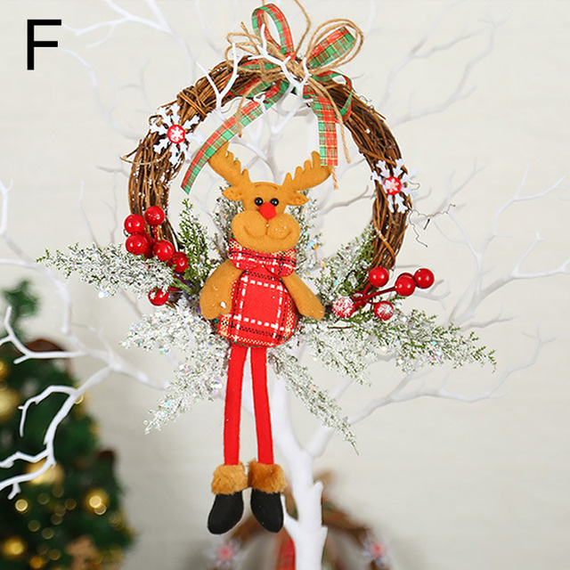 Wreath With Bow Door Hanging Rattan Ornament Garland Xmas Wall Window Wedding Decorations Home Decor Leaves