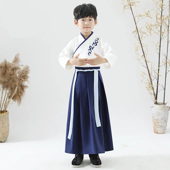 

Vintage Chinese style boy Clothes Han Tiao child baby book Tong Guoxue Disciples Hanfu costume Spring Traditional Clothing