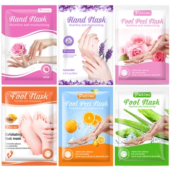 

PUTIMI 2/3packs Exfoliating Hand Mask Moisturizing Spa Gloves Whitening Hand Cream Nourishing Foot Peeling Mask for Pedicure