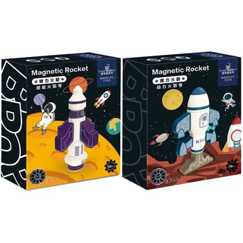 

Smartbuilders 17 Pcs netic Diy Assembling Building Blocks Rocket Building Blocks Boy Toy-Purple & Blue