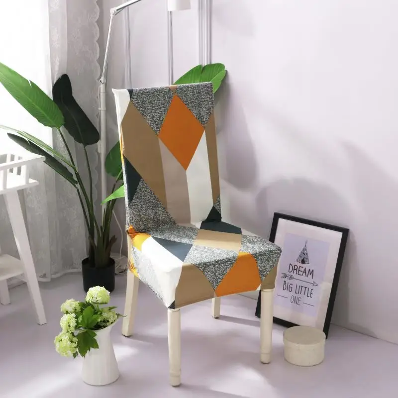 

14 Styles Geometric Flower Chair Covers Cartoon Leave Branches Red-crowned Crane Elastic Stretch Chair Covers spandex wedding