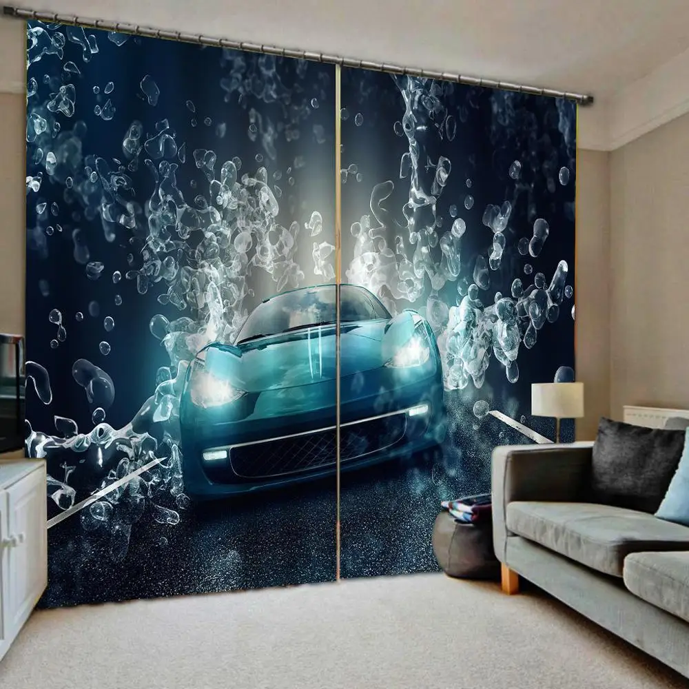 3D спортивный автомобиль окна шторы тонкий для детей красивые пейзажи Гостиная