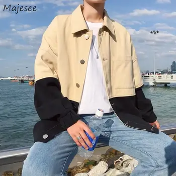 

Jackets Men Printed Harajuku Simple Large Size Coats Streetwear Loose Mens Leisure Single Breasted Clothes Jacket Korean Style