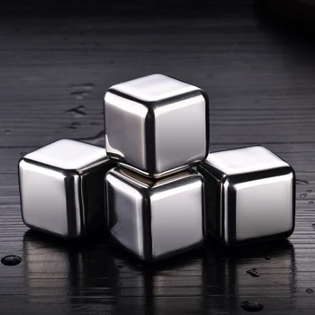 

1Set 6.2*6.2CM Reusable bar whisky cooler stainless steel ice wine cooler beer beverage cooler ice kitchen quick cooling gadget