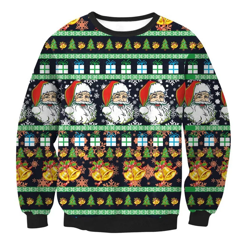Sweater 2 Унисекс, мужские и женские,, уродливые Рождественские свитера для женщин, с принтом, круглый вырез, свободный женский свитер, Осень-зима, топы, одежда на Рождество, большие размеры - Цвет: Sweater 2