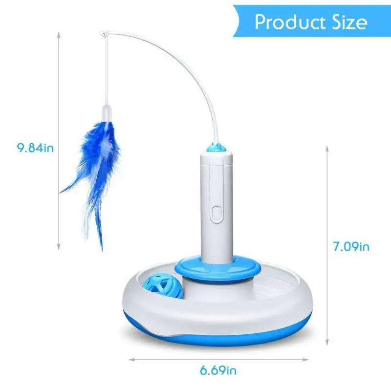 Feather Interactive Rotating Pet Cat Toys Electric Teaser Funny Cat Stick Toy